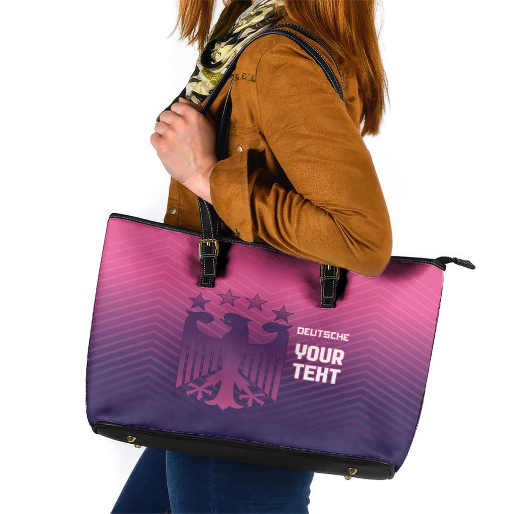 Custom Germany Football Leather Tote Bag Glowing Pink Line LT9