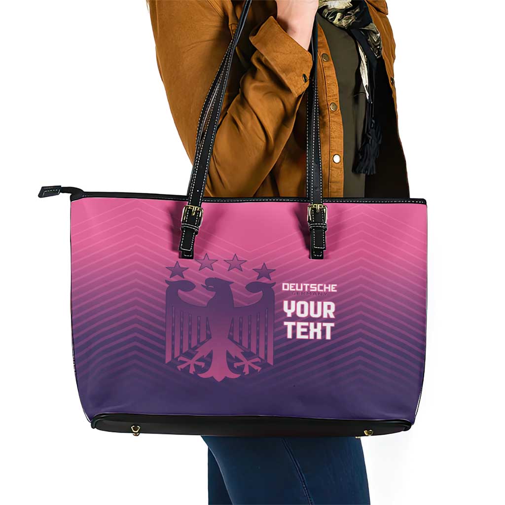 Custom Germany Football Leather Tote Bag Glowing Pink Line LT9