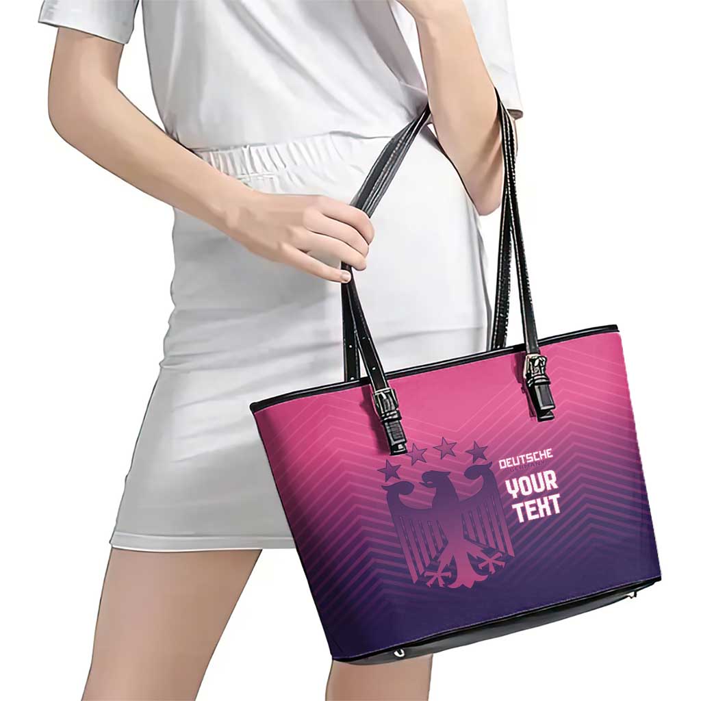 Custom Germany Football Leather Tote Bag Glowing Pink Line LT9