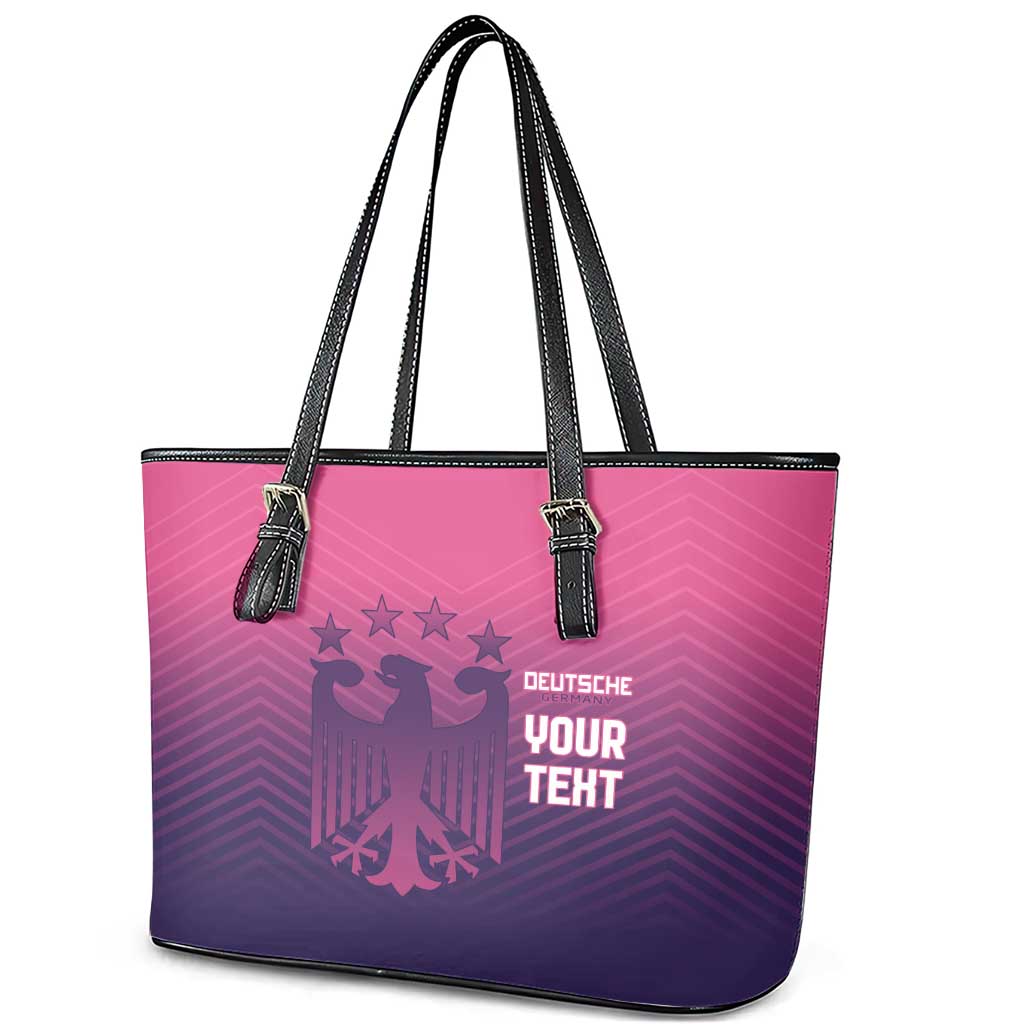 Custom Germany Football Leather Tote Bag Glowing Pink Line LT9