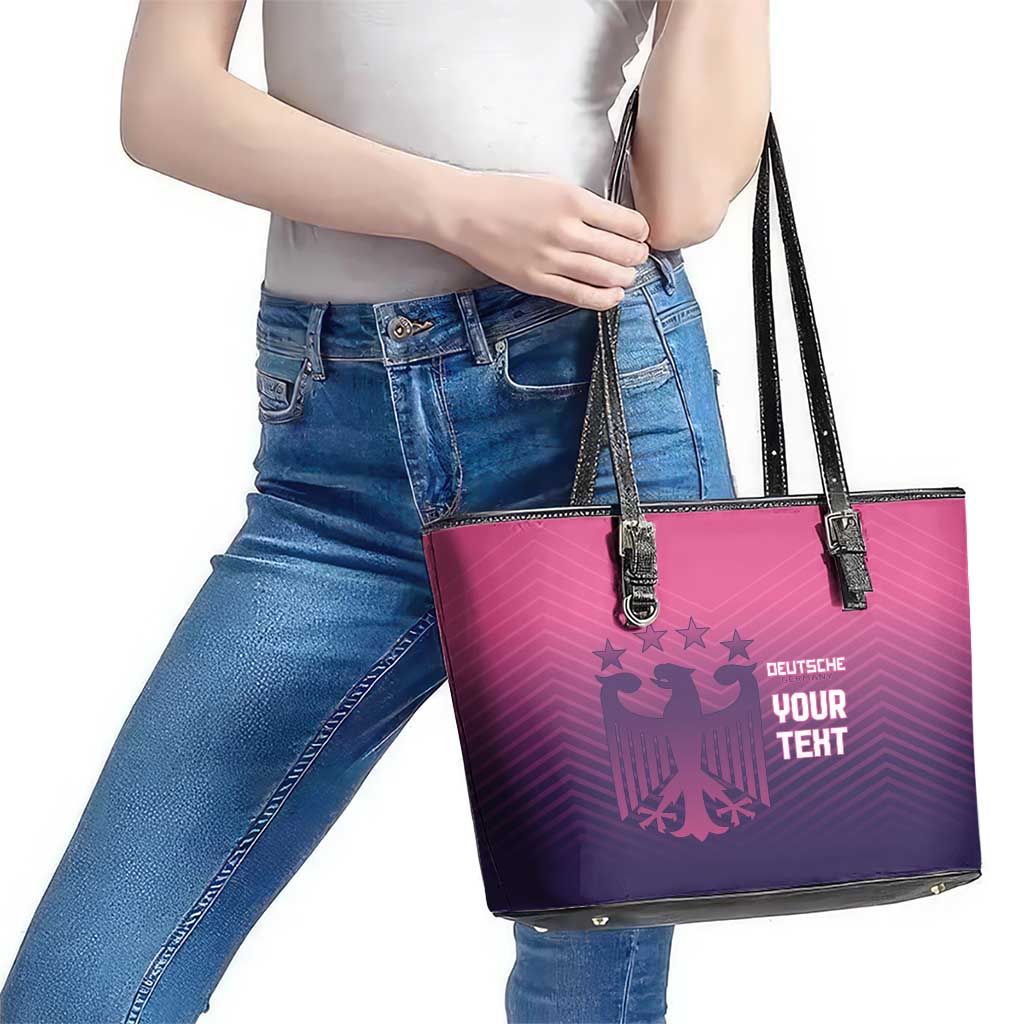 Custom Germany Football Leather Tote Bag Glowing Pink Line LT9