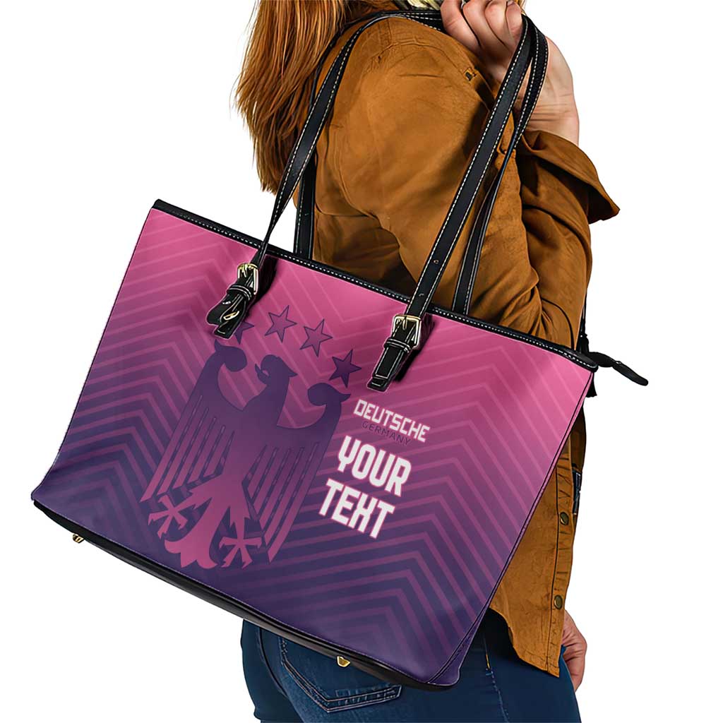 Custom Germany Football Leather Tote Bag Glowing Pink Line LT9