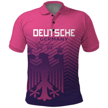 Custom Germany Football Polo Shirt Glowing Pink Line LT9