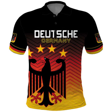 Custom Germany Football Polo Shirt Special Black Eagle Flag Style LT9