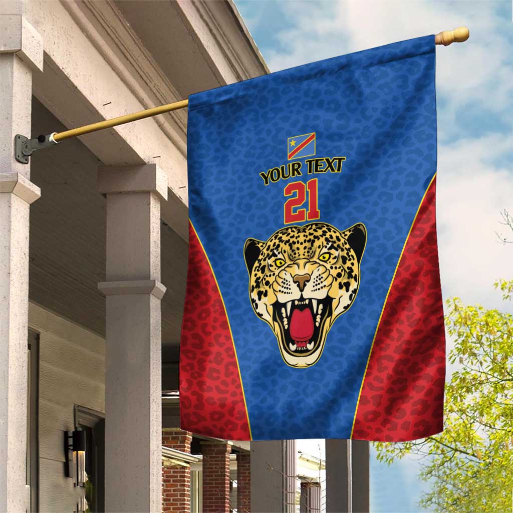 Africa DR Congo Football Custom Garden Flag Blue Leopard Skin Pattern LT9