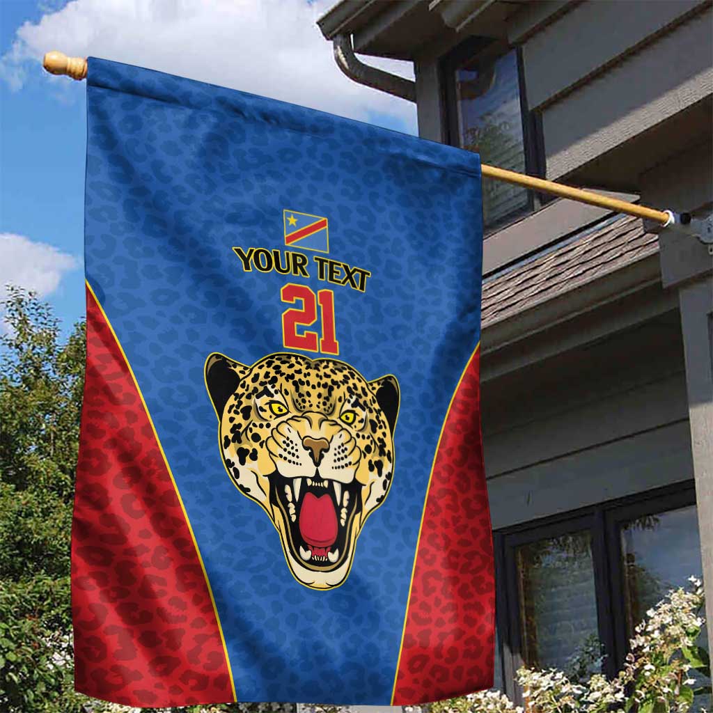 Africa DR Congo Football Custom Garden Flag Blue Leopard Skin Pattern LT9
