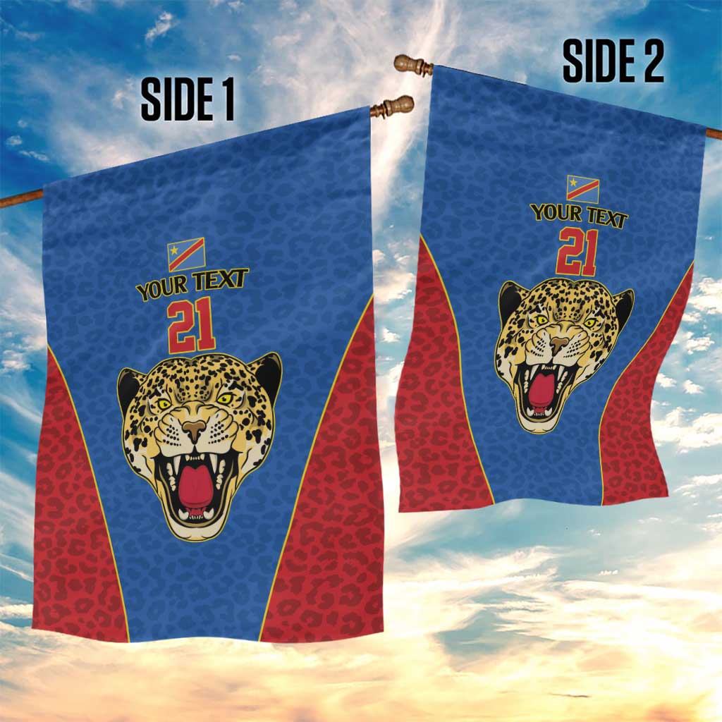 Africa DR Congo Football Custom Garden Flag Blue Leopard Skin Pattern LT9