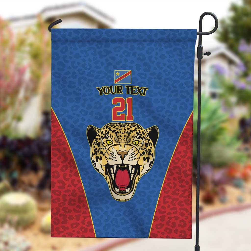 Africa DR Congo Football Custom Garden Flag Blue Leopard Skin Pattern LT9