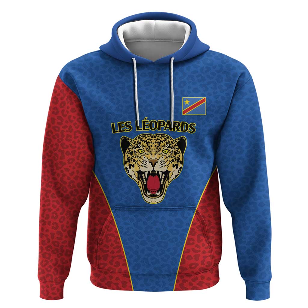 DR Congo Football Custom Hoodie Blue Leopard Skin Pattern LT9
