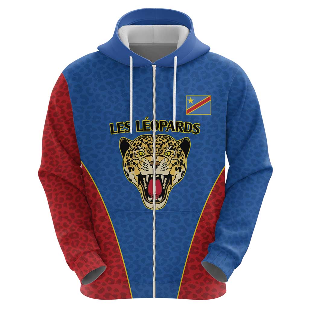 DR Congo Football Custom Hoodie Blue Leopard Skin Pattern LT9
