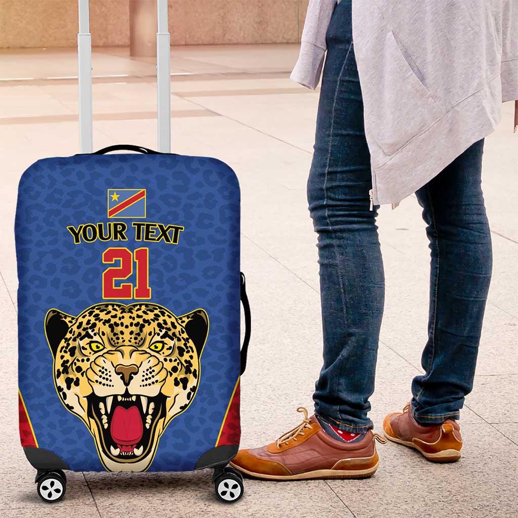 DR Congo Football Custom Luggage Cover Blue Leopard Skin Pattern LT9