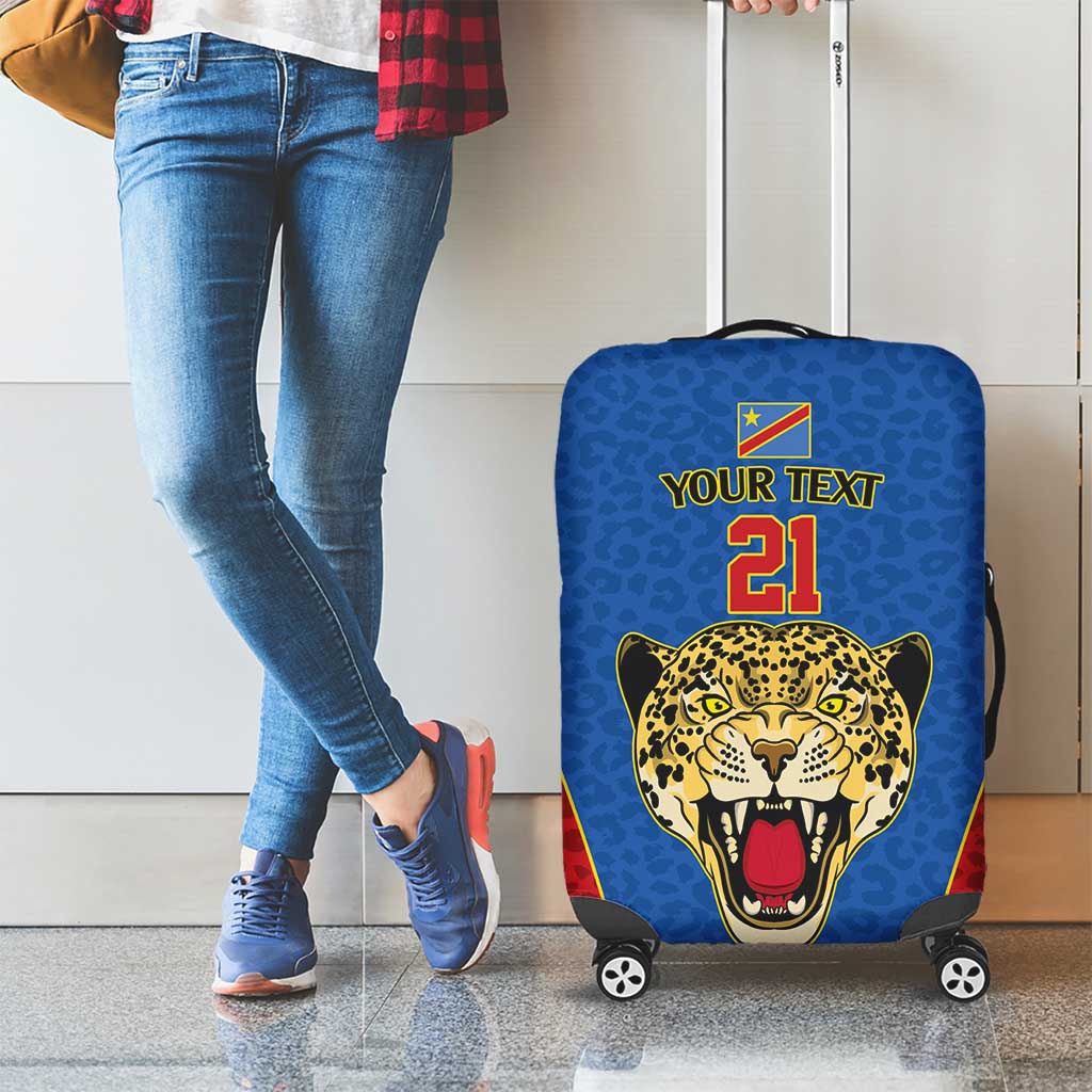 DR Congo Football Custom Luggage Cover Blue Leopard Skin Pattern LT9