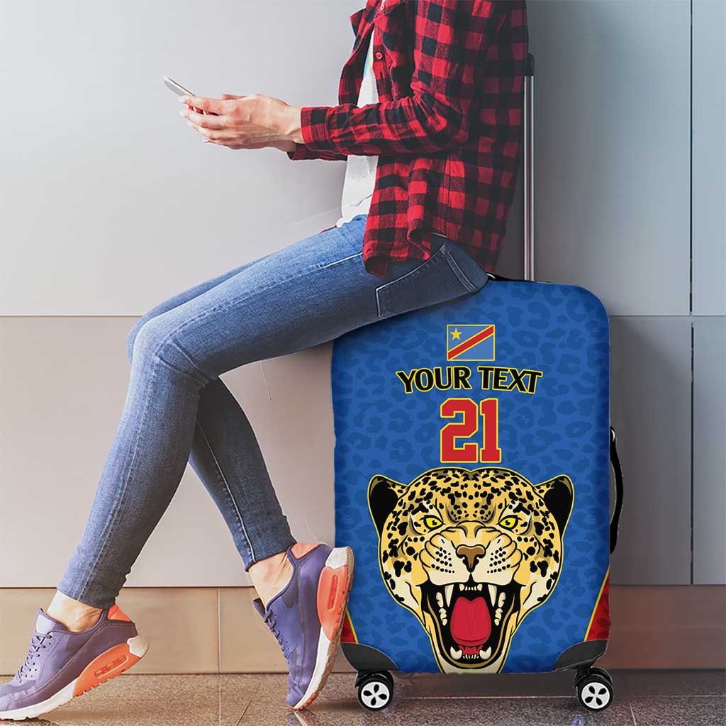 DR Congo Football Custom Luggage Cover Blue Leopard Skin Pattern LT9