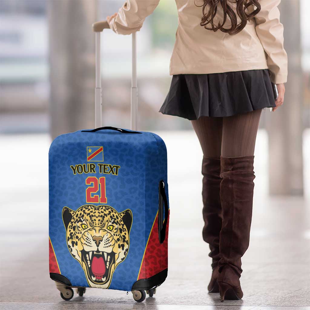 DR Congo Football Custom Luggage Cover Blue Leopard Skin Pattern LT9