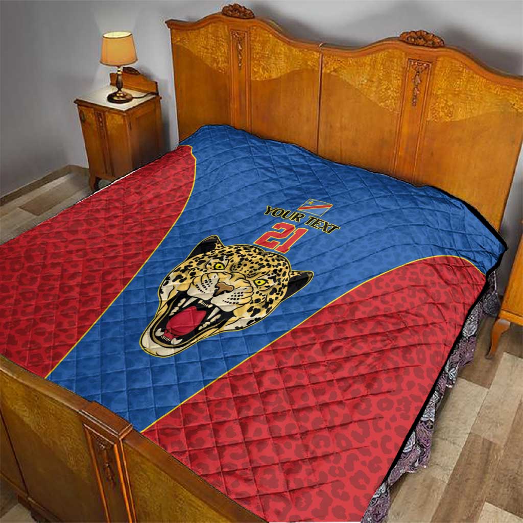 Africa DR Congo Football Custom Quilt Blue Leopard Skin Pattern LT9