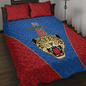 Africa DR Congo Football Custom Quilt Bed Set Blue Leopard Skin Pattern LT9