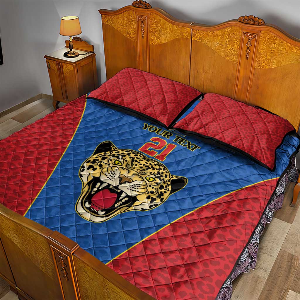 Africa DR Congo Football Custom Quilt Bed Set Blue Leopard Skin Pattern LT9