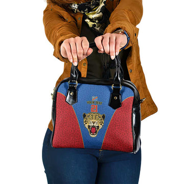DR Congo Football Custom Shoulder Handbag Blue Leopard Skin Pattern LT9