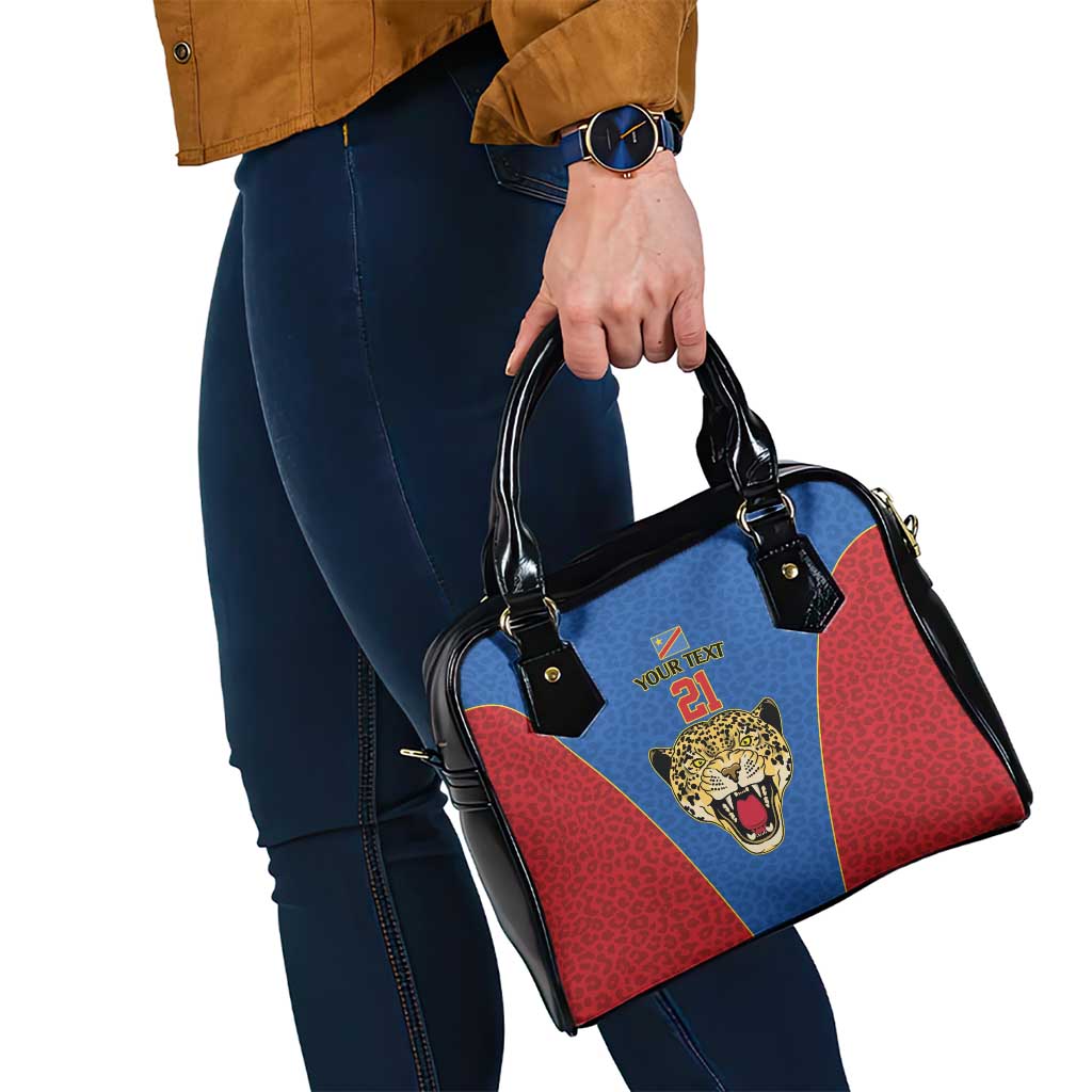 DR Congo Football Custom Shoulder Handbag Blue Leopard Skin Pattern LT9