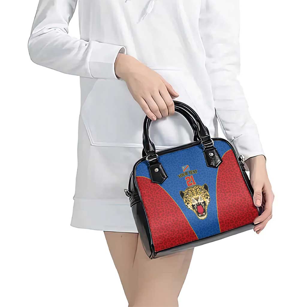DR Congo Football Custom Shoulder Handbag Blue Leopard Skin Pattern LT9