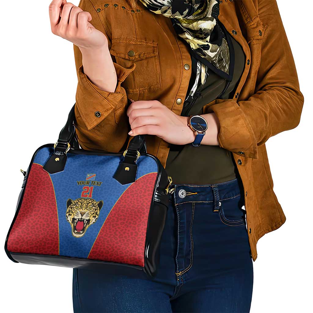 DR Congo Football Custom Shoulder Handbag Blue Leopard Skin Pattern LT9