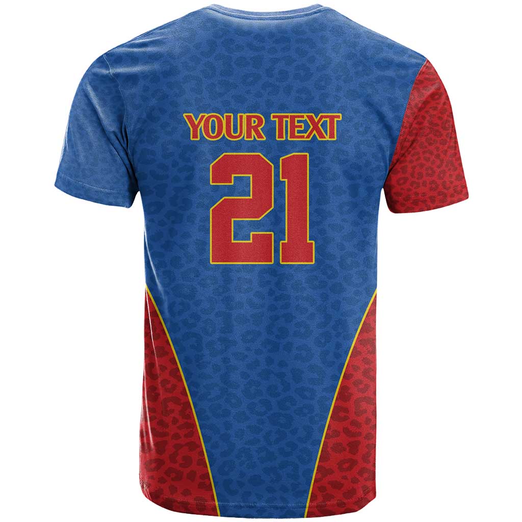 Africa DR Congo Football Custom T shirt Blue Leopard Skin Pattern LT9