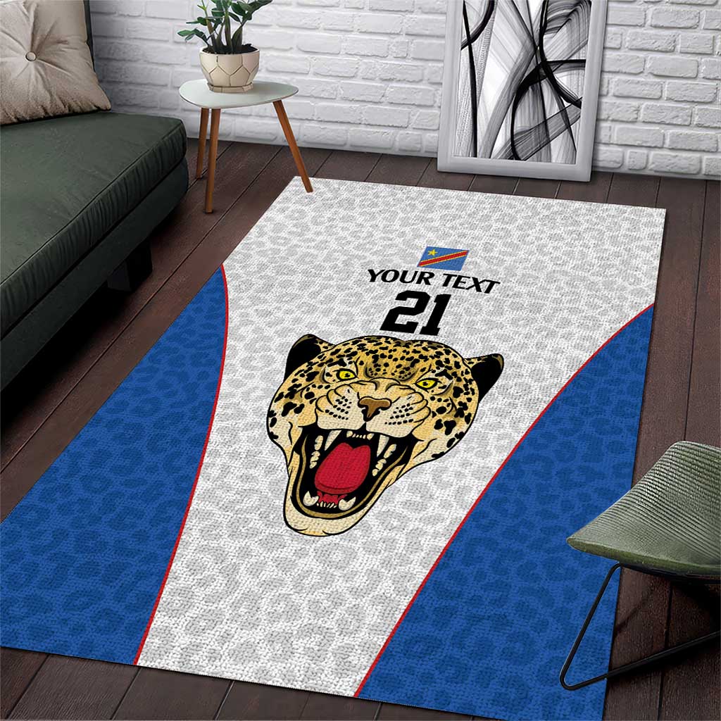 Africa DR Congo Football Custom Area Rug White Leopard Skin Pattern LT9