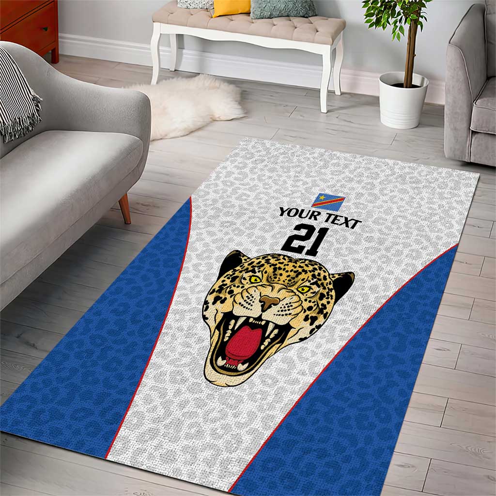 Africa DR Congo Football Custom Area Rug White Leopard Skin Pattern LT9
