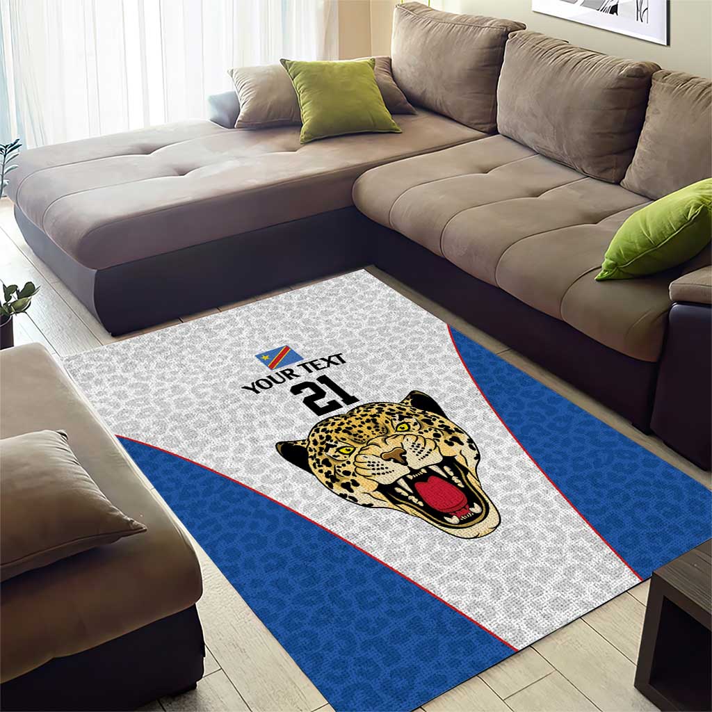 Africa DR Congo Football Custom Area Rug White Leopard Skin Pattern LT9