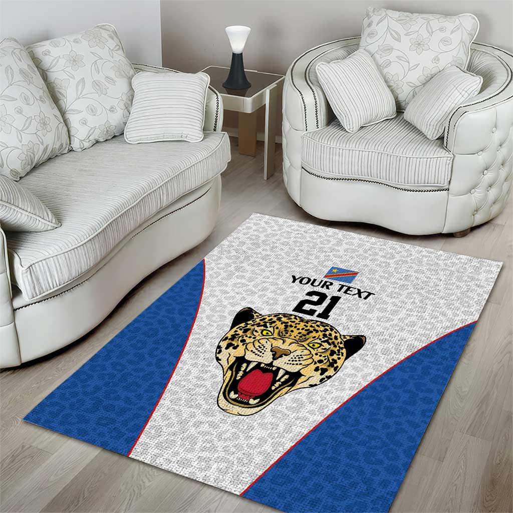 Africa DR Congo Football Custom Area Rug White Leopard Skin Pattern LT9