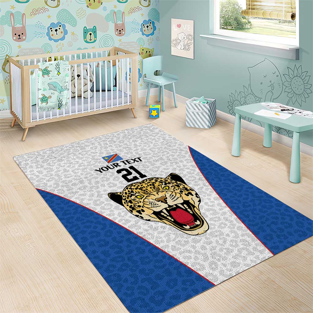 Africa DR Congo Football Custom Area Rug White Leopard Skin Pattern LT9