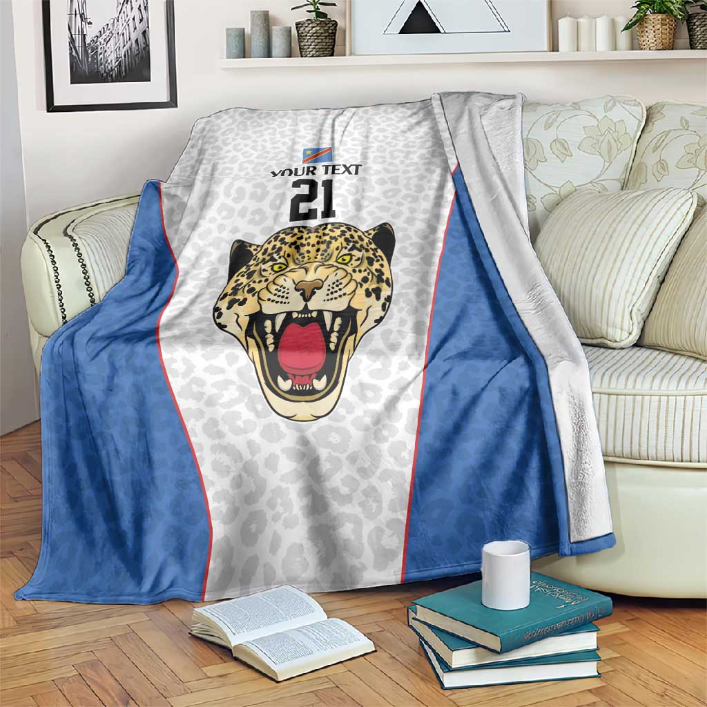 Africa DR Congo Football Custom Blanket White Leopard Skin Pattern LT9