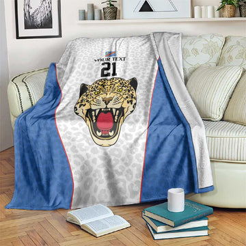 Africa DR Congo Football Custom Blanket White Leopard Skin Pattern LT9