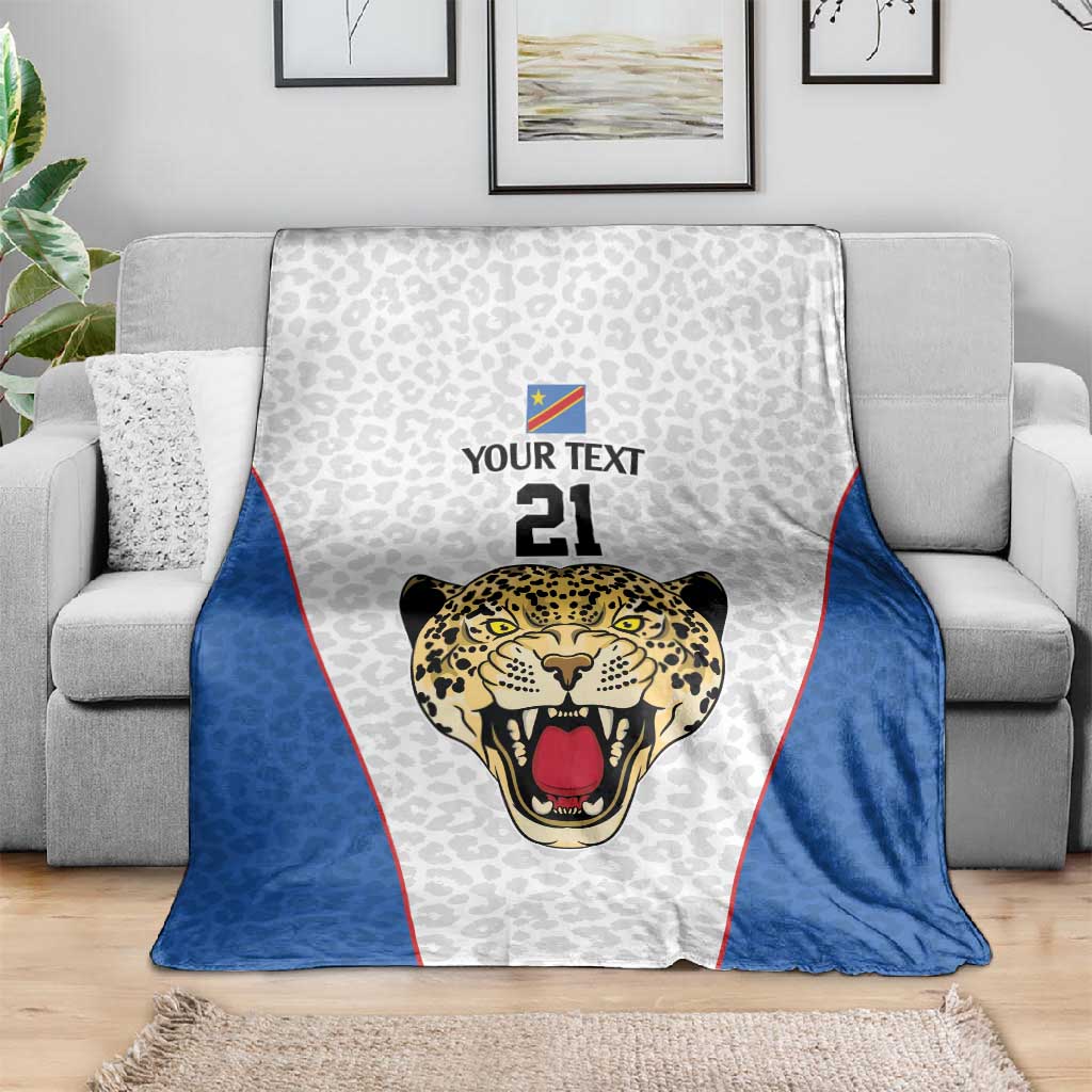 Africa DR Congo Football Custom Blanket White Leopard Skin Pattern LT9