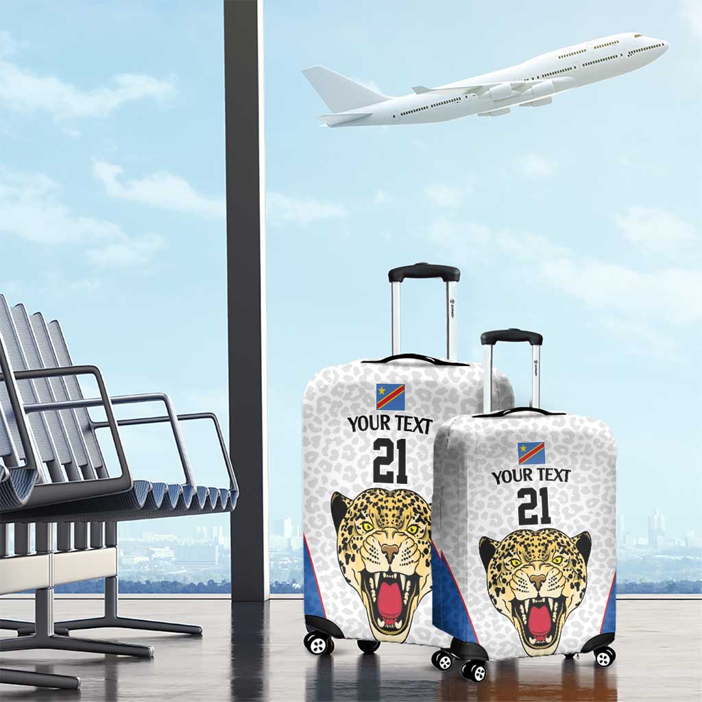 DR Congo Football Custom Luggage Cover White Leopard Skin Pattern LT9