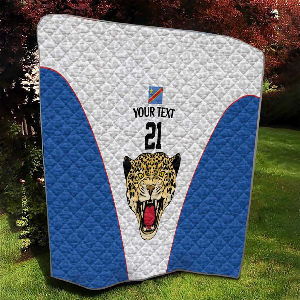 Africa DR Congo Football Custom Quilt White Leopard Skin Pattern LT9