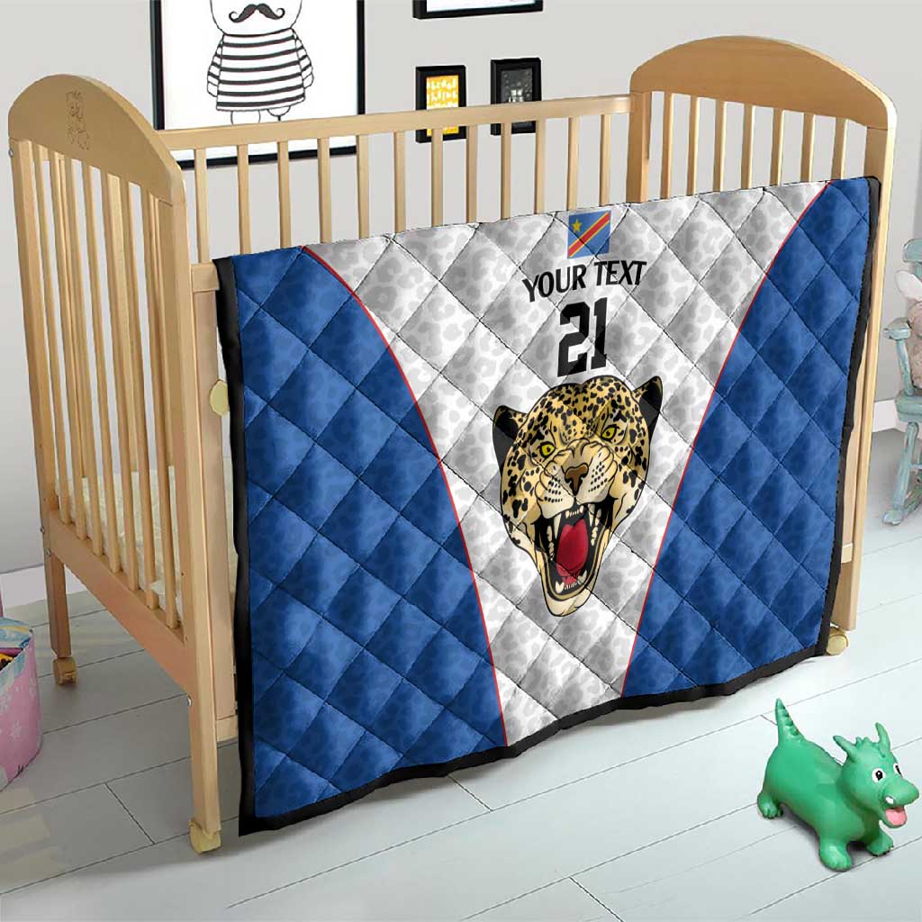 Africa DR Congo Football Custom Quilt White Leopard Skin Pattern LT9