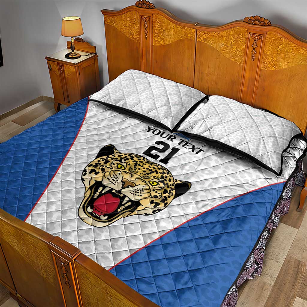 Africa DR Congo Football Custom Quilt Bed Set White Leopard Skin Pattern LT9