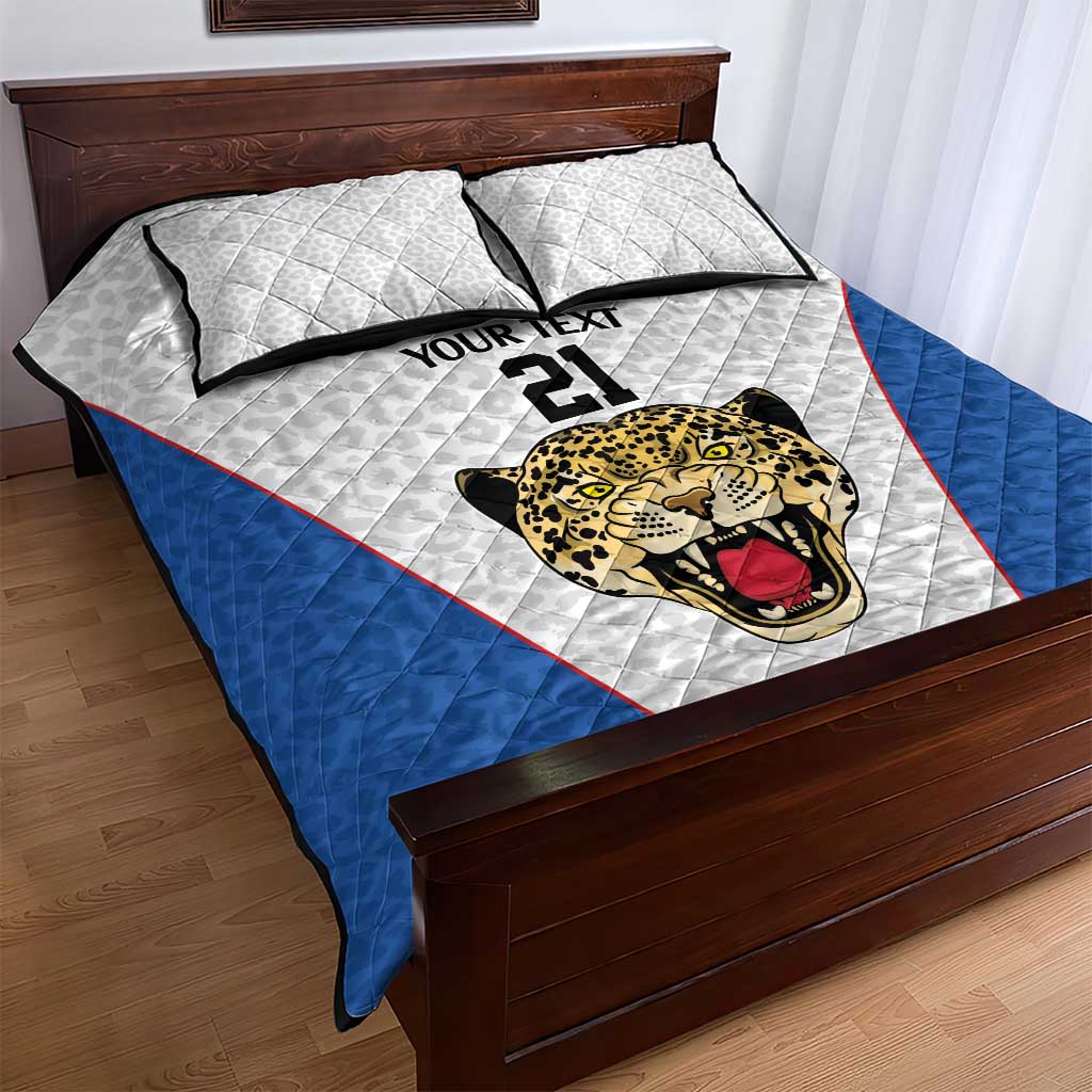 Africa DR Congo Football Custom Quilt Bed Set White Leopard Skin Pattern LT9