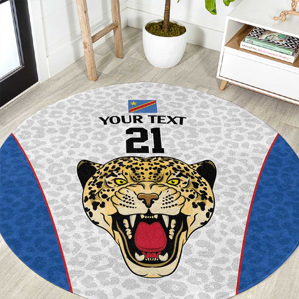 Africa DR Congo Football Custom Round Carpet White Leopard Skin Pattern LT9