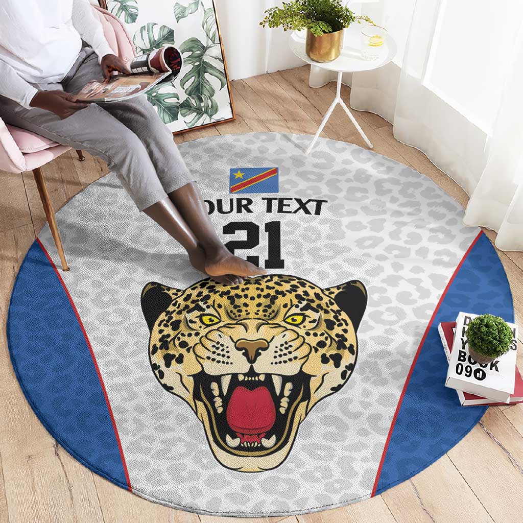 Africa DR Congo Football Custom Round Carpet White Leopard Skin Pattern LT9