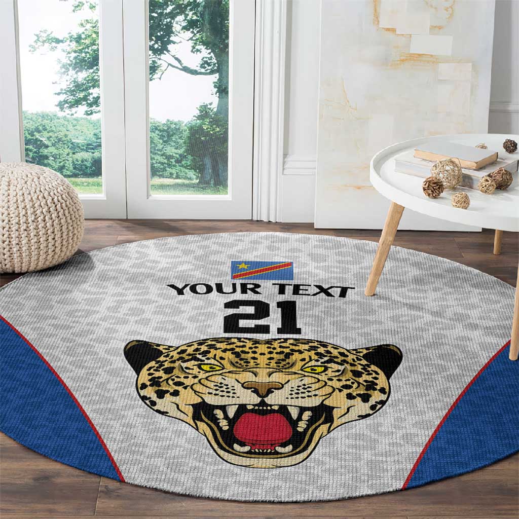 Africa DR Congo Football Custom Round Carpet White Leopard Skin Pattern LT9