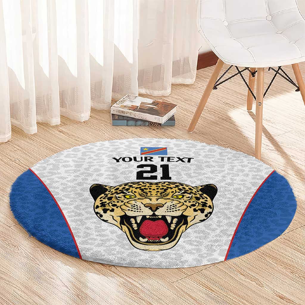 Africa DR Congo Football Custom Round Carpet White Leopard Skin Pattern LT9
