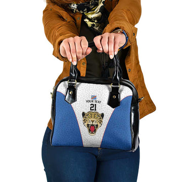DR Congo Football Custom Shoulder Handbag White Leopard Skin Pattern LT9