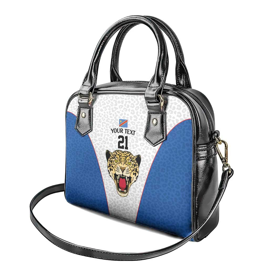 DR Congo Football Custom Shoulder Handbag White Leopard Skin Pattern LT9