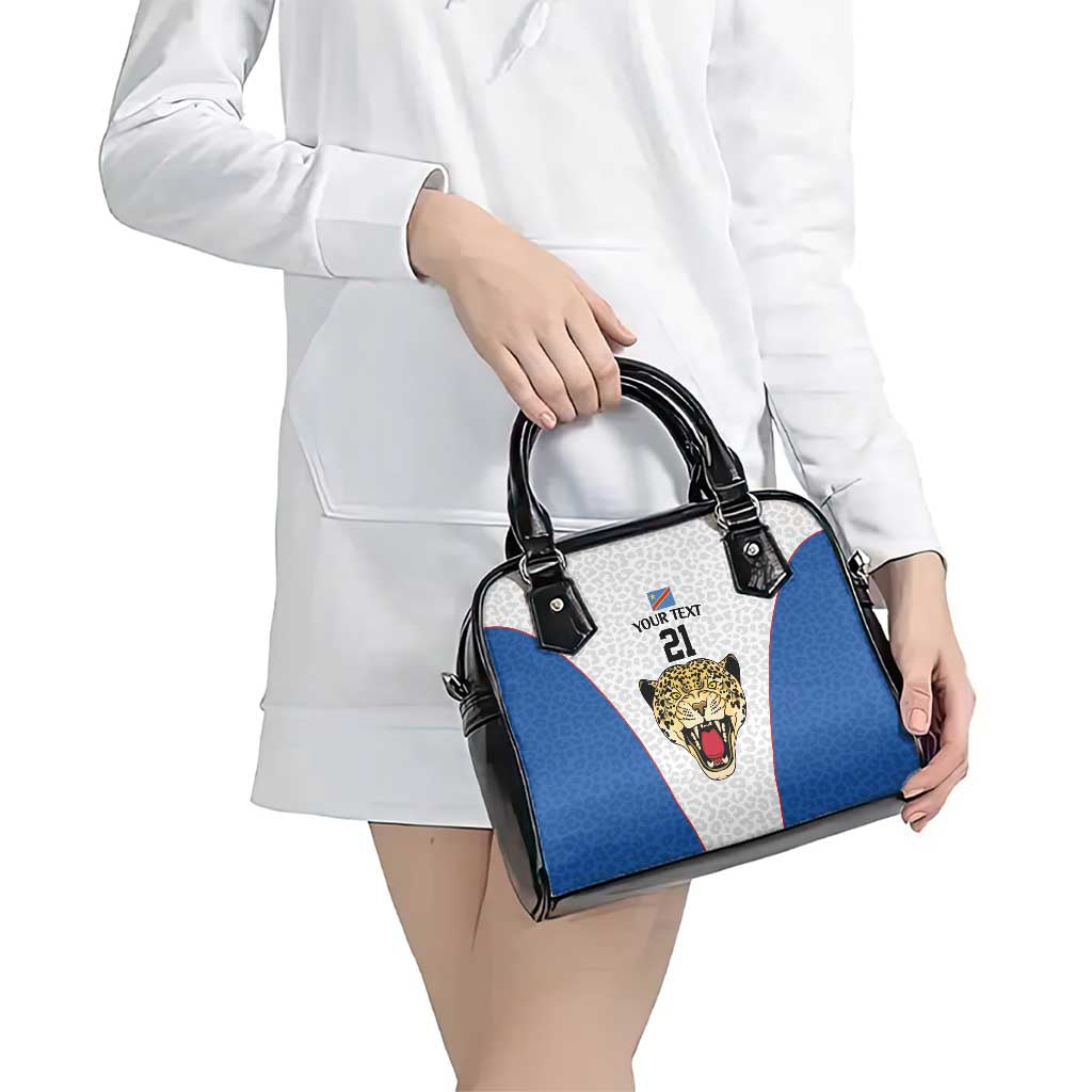 DR Congo Football Custom Shoulder Handbag White Leopard Skin Pattern LT9