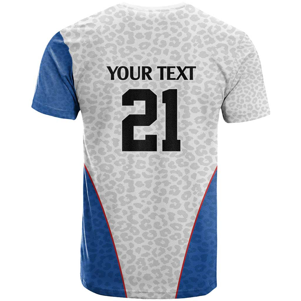 Africa DR Congo Football Custom T shirt White Leopard Skin Pattern LT9