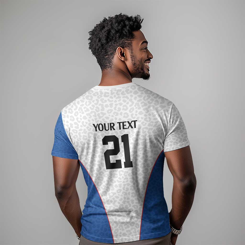 Africa DR Congo Football Custom T shirt White Leopard Skin Pattern LT9