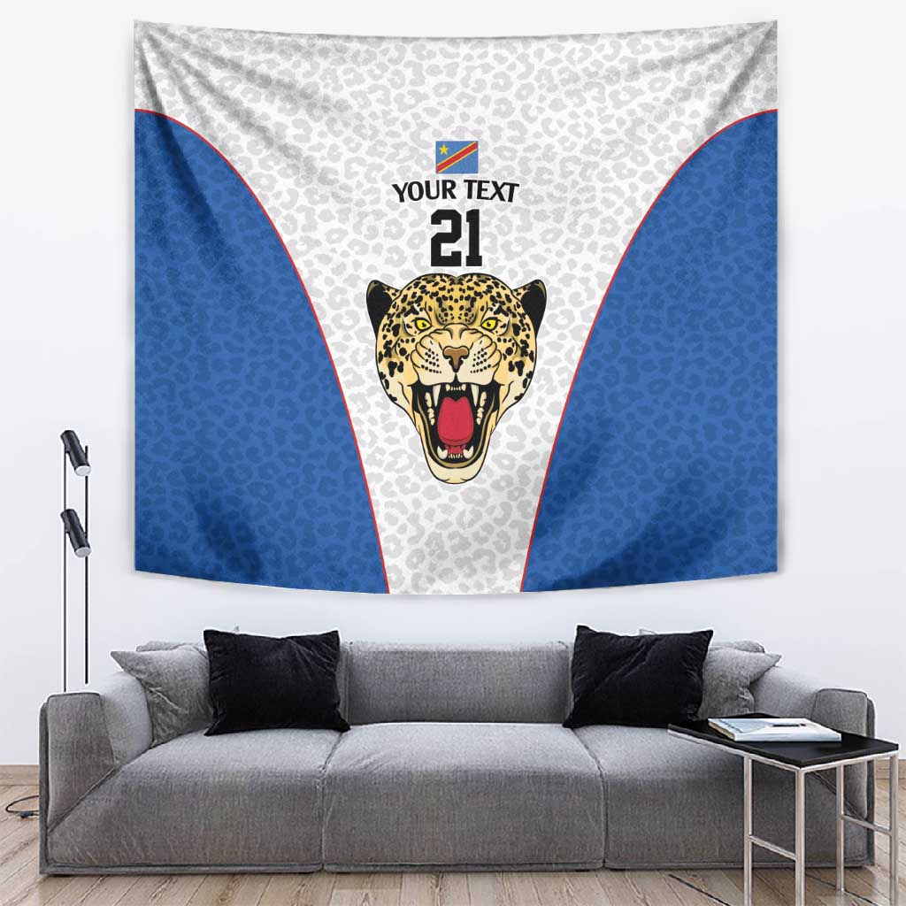 Africa DR Congo Football Custom Tapestry White Leopard Skin Pattern LT9