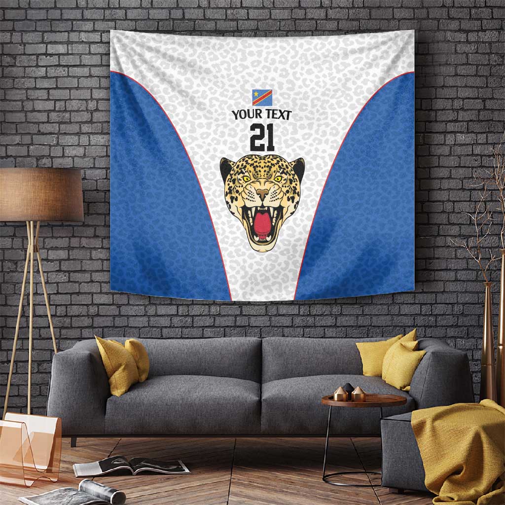 Africa DR Congo Football Custom Tapestry White Leopard Skin Pattern LT9